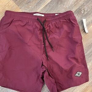 Burgundy Swim Shorts with Drawstring